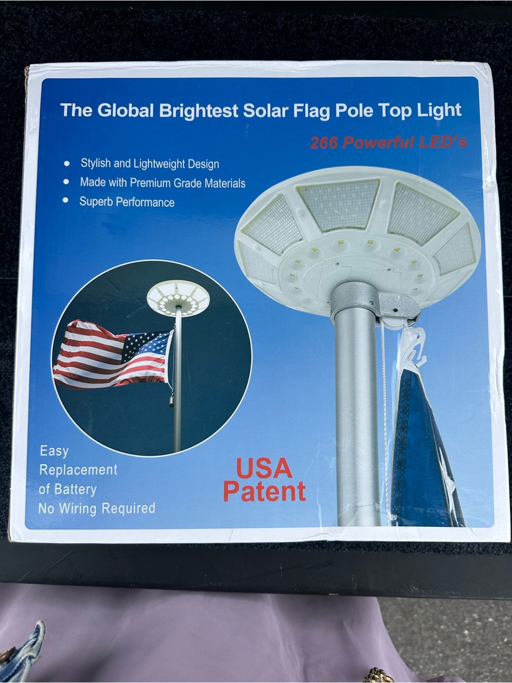 Solar Flag Pole Top Light - White/Silver LED